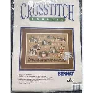 Bernar # 25000 Neighbors sampler Cross stitch kit VG 1989